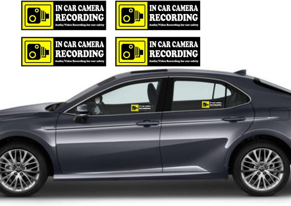 Camera Audio Video Recording Window Cars Stickers - 4 pcs